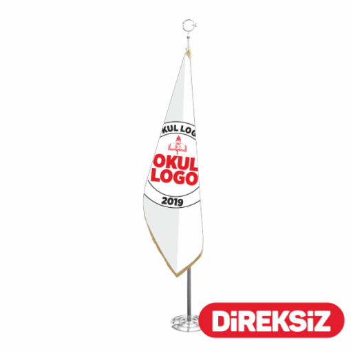 Okul Logolu Asetatlı Flama Simli