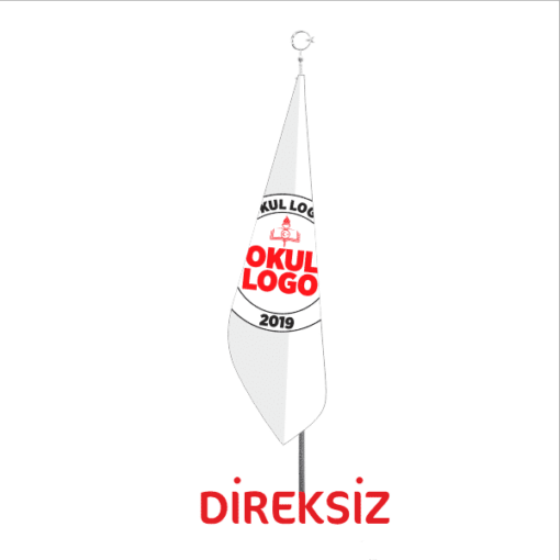 Okul Logolu Asetatlı Flama Simsiz