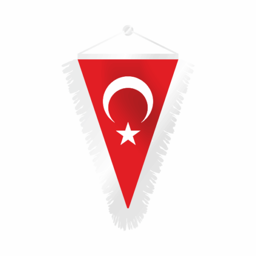 Takdim Üçgen ve Beyaz Saçaklı Türk Bayrağı