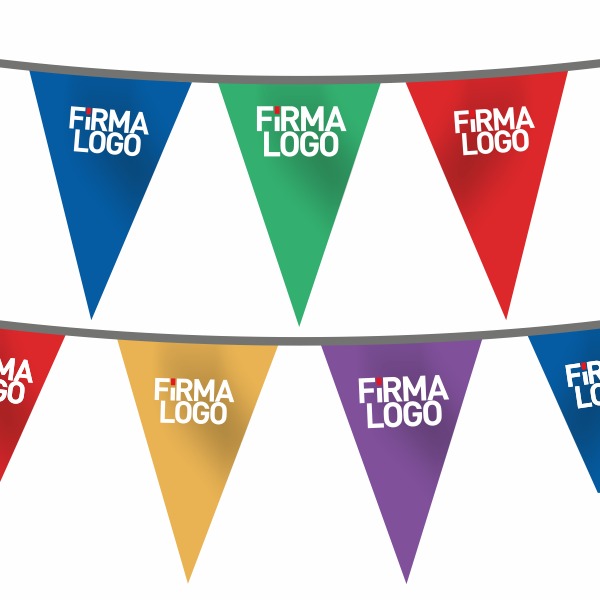 Üçgen Bayrak 20×30 cm – Logo Baskılı 1 Üçgen Logolu Şerit Bayrak 30×45 cm