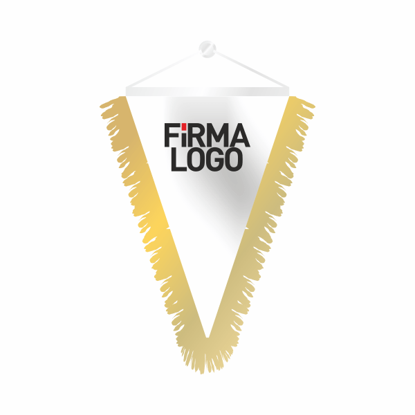 Üçgen ve Altın Saçaklı Logolu Bayrak 1 Üçgen ve Altın Saçaklı Logolu Bayrak