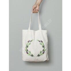 Zeytin Dalı Desenli Ham Bez Çanta 40×45 cm