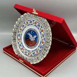 Gümüş Porselen Tabak Plaket 25 cm
