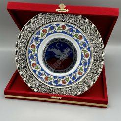 Gümüş Porselen Tabak Plaket 25 cm