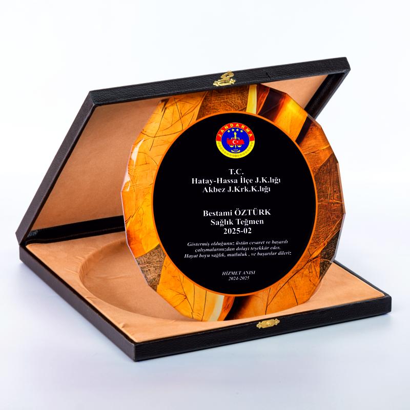 Jandarma Kristal Cam Tabak Plaket