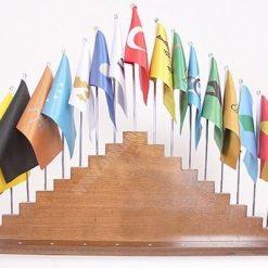 17 Türk Devleti Bayrakları Ahşap Kaideli