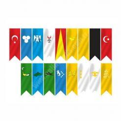 17 Türk Devletleri Kırlangıç Bayrak Seti