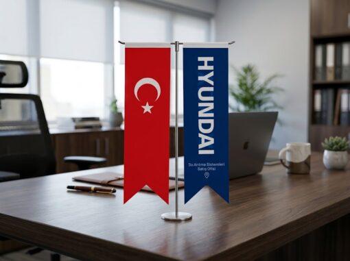 T Düz Kesim Logolu Masa Bayrağı