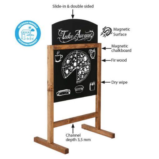 Ahşap Mıknatıslı Dış Mekan Pano 60x78cm Siyah