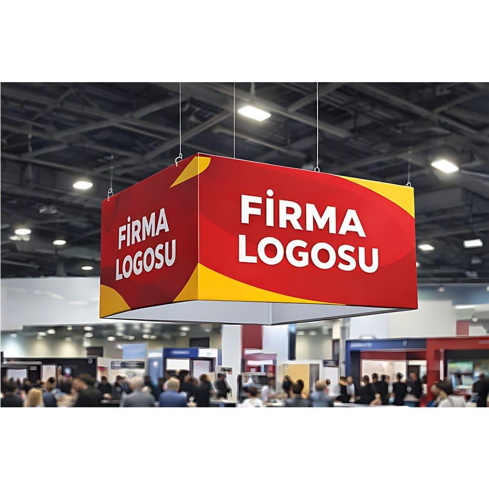 Askılı Kare Tekstil Fuar Tabelası 300x300x100 3 Askılı Kare Tekstil Fuar Tabelası 400x400x100