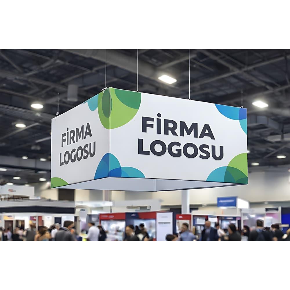 Askılı Kare Tekstil Fuar Tabelası 300x300x100 4 Askılı Kare Tekstil Fuar Tabelası 400x400x100