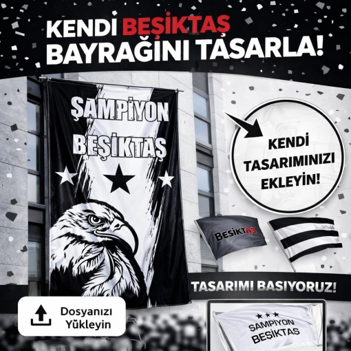 Beşiktaş Büyük Bina & Balkon Bayrağı (Dikey Asma)