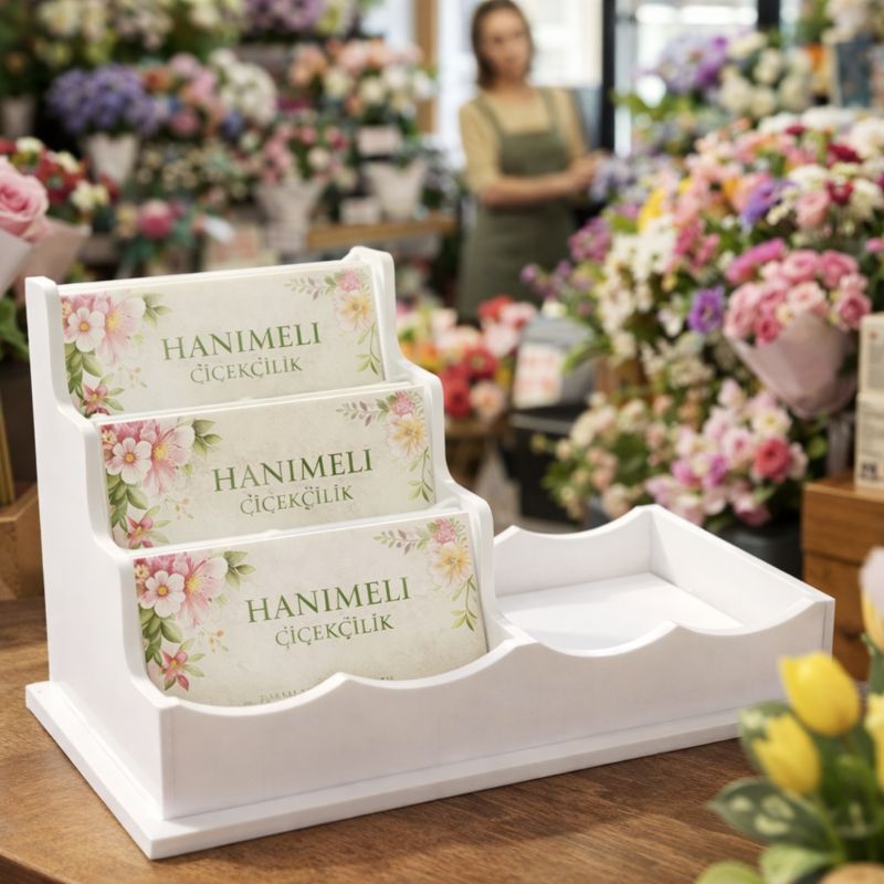 Beyaz Pleksi Kartvizitlik ve Not Kağıdı Organizeri