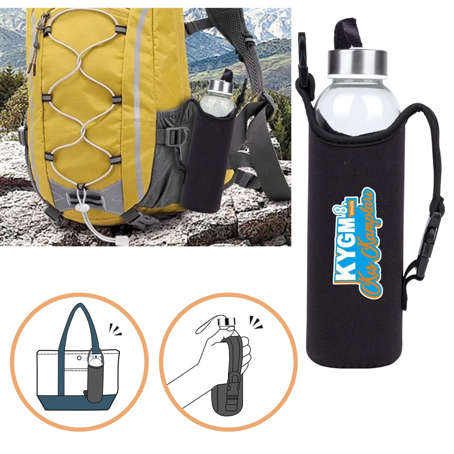 Fırın baskılı çanta askısı kılıfı 500 ml cam matara, dayanıklı telefon kılıfı aksesuarı, çanta askısı aparatı, kişiselize edilebilir baskılı çanta aksesuarı, çanta askısı kanca