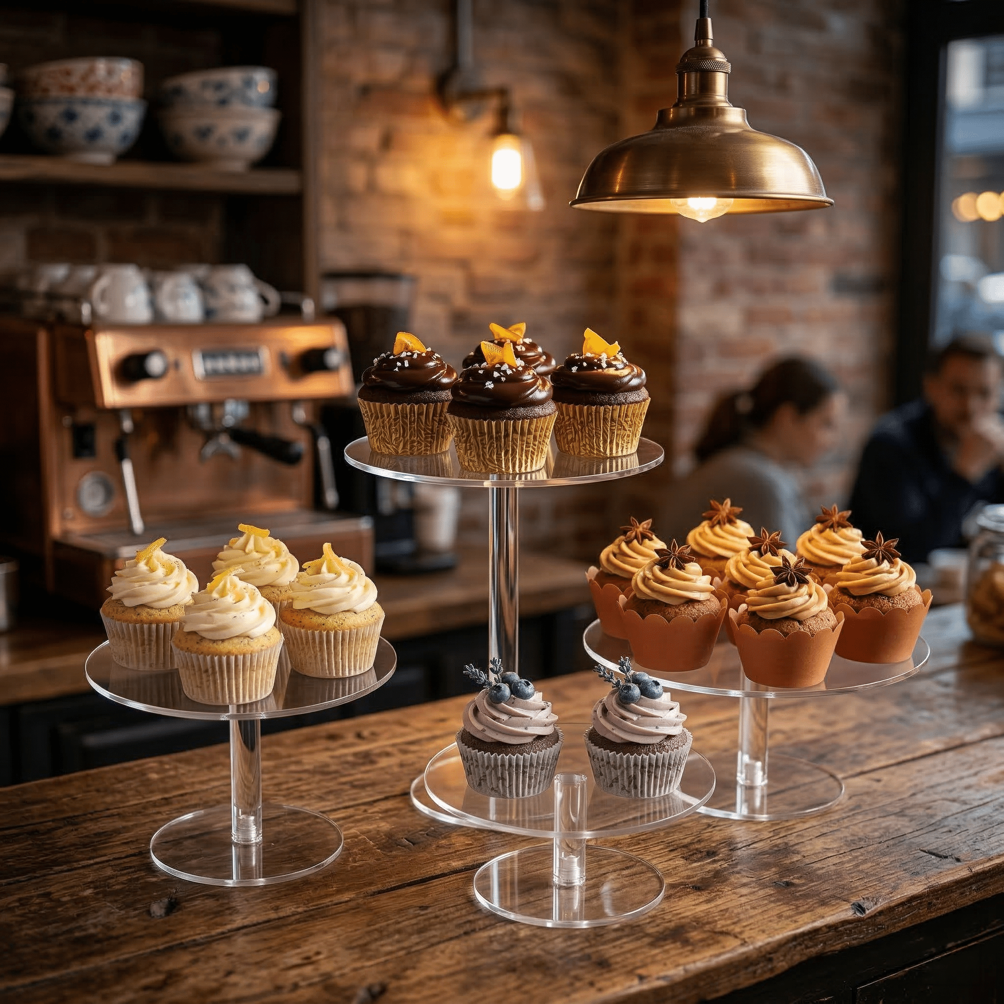 Cupcake Pleksi Teşhir Standı 4lü Daire Geniş Şeffaf