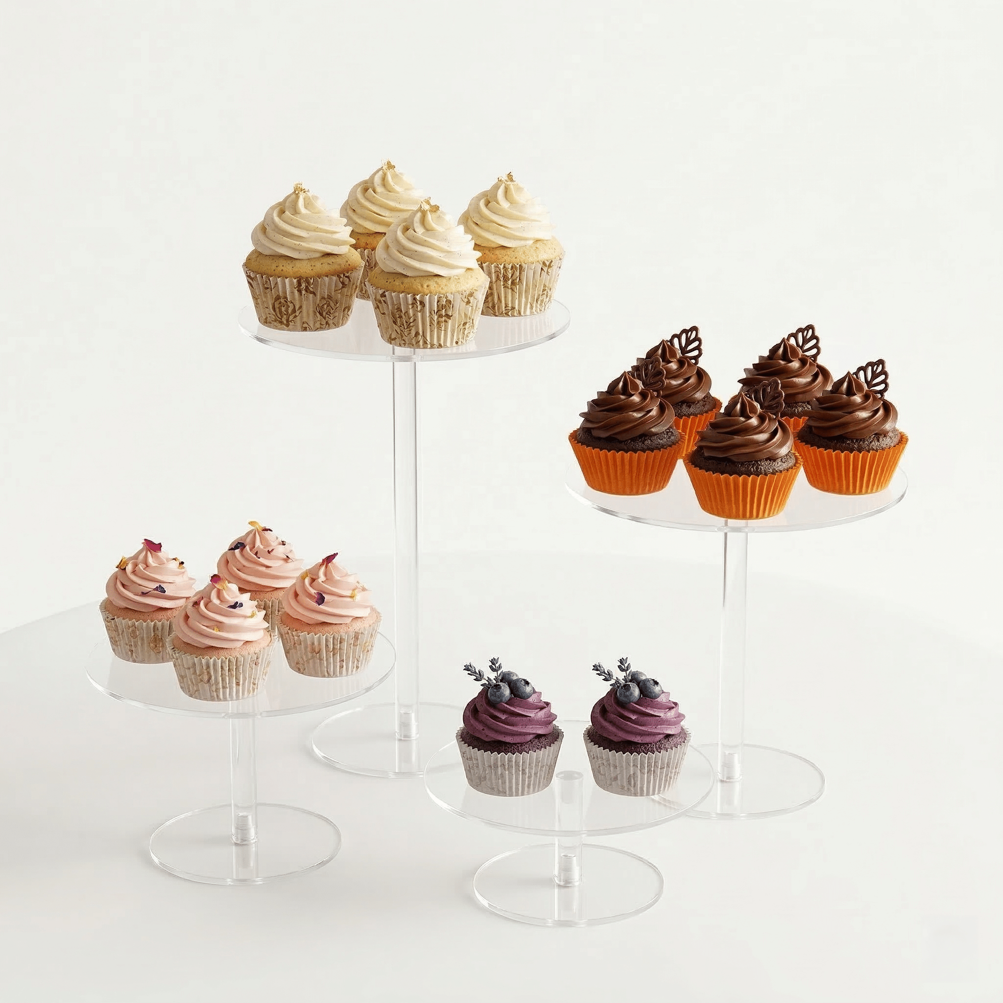 Cupcake Pleksi Teşhir Standı 4lü Daire Geniş Şeffaf