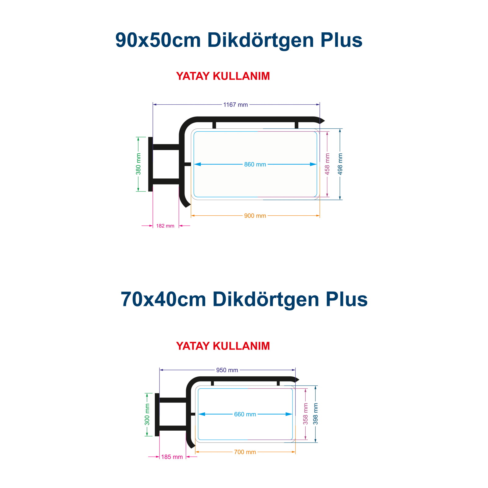 Dikdörtgen Yatay Plus Ayaklı Fener Tabela