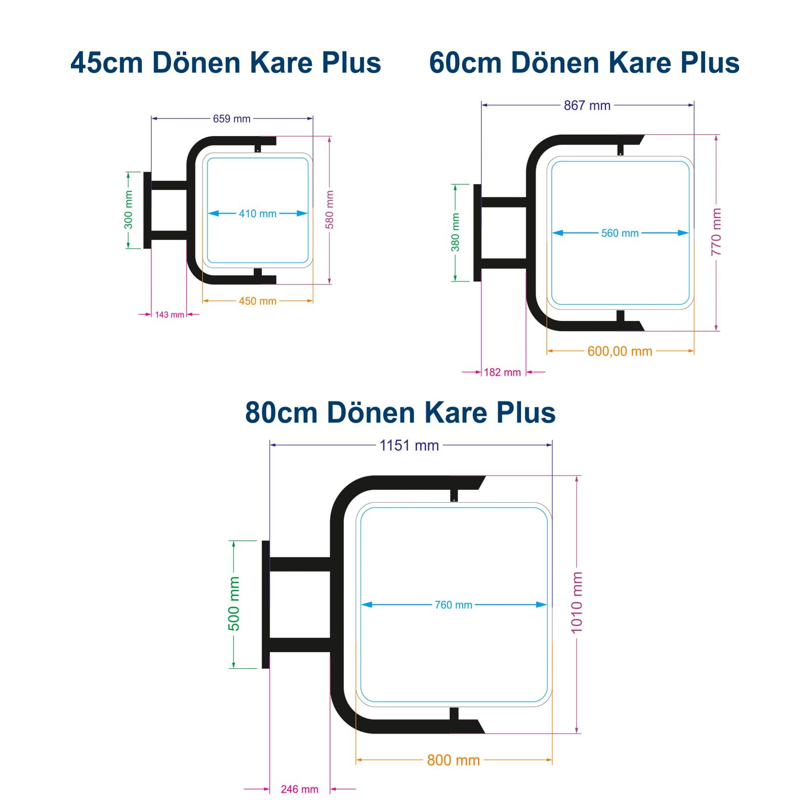 Dönen Kare Plus Ayaklı Fener Tabela