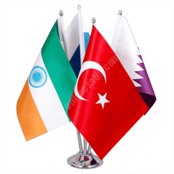 Dörtlü Logolu Masa Bayrağı