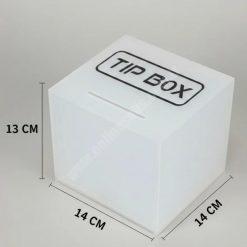 Kare Tipbox – Bahşiş Kutusu Buz Beyaz – 14x14xh13cm