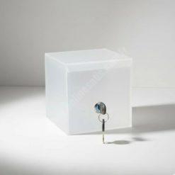 Kare Tipbox – Bahşiş Kutusu Buz Beyaz – 14x14xh13cm