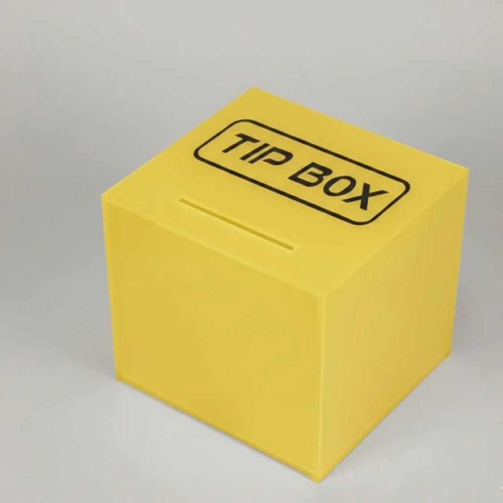 Kare Tipbox – Bahşiş Kutusu Sarı – 14x14xh13cm