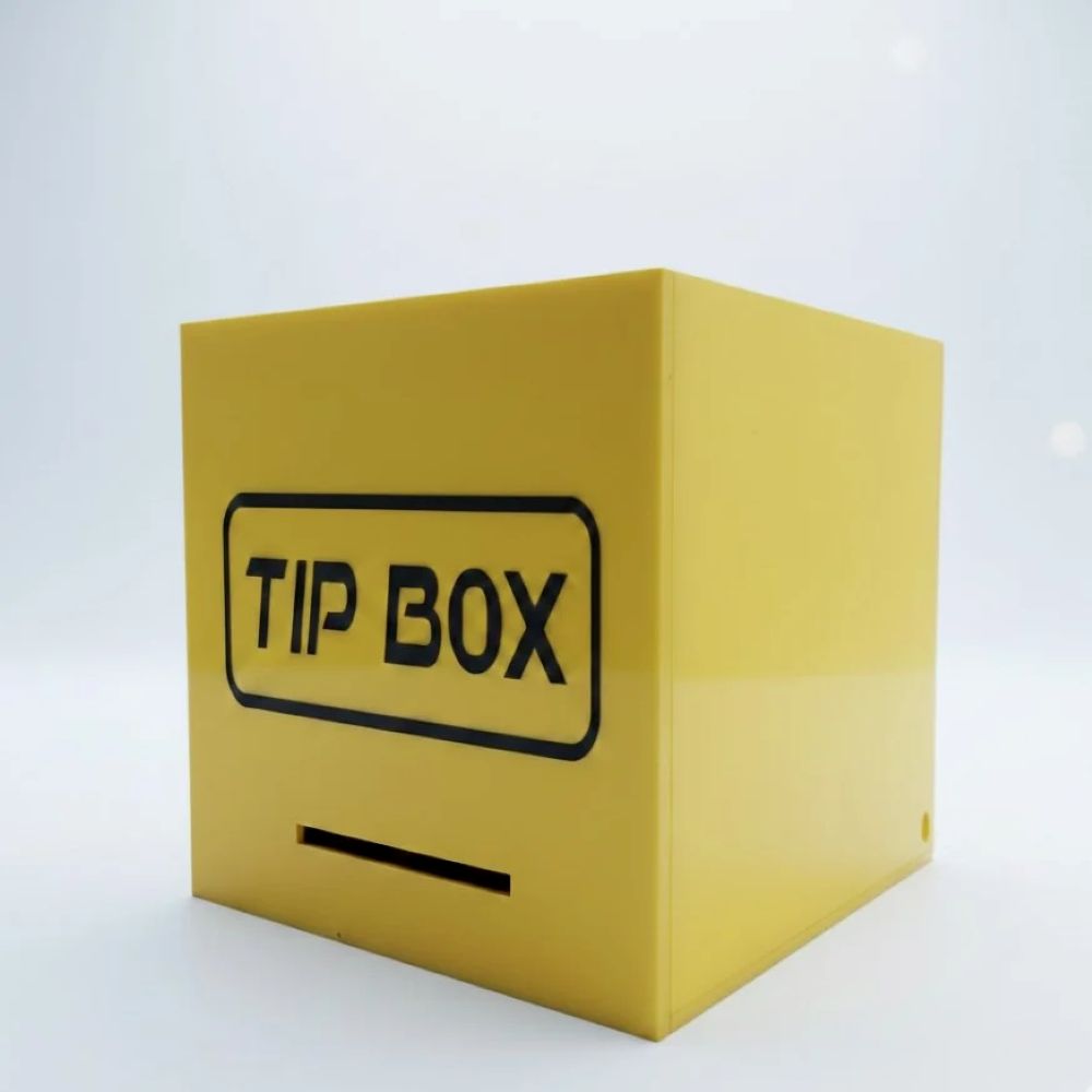 Kare Tipbox – Bahşiş Kutusu Sarı – 14x14xh13cm