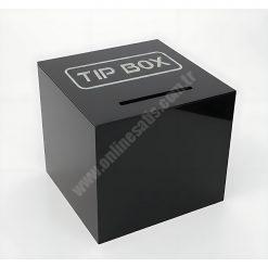 Kare Tipbox – Bahşiş Kutusu Siyah – 14x14xh13cm