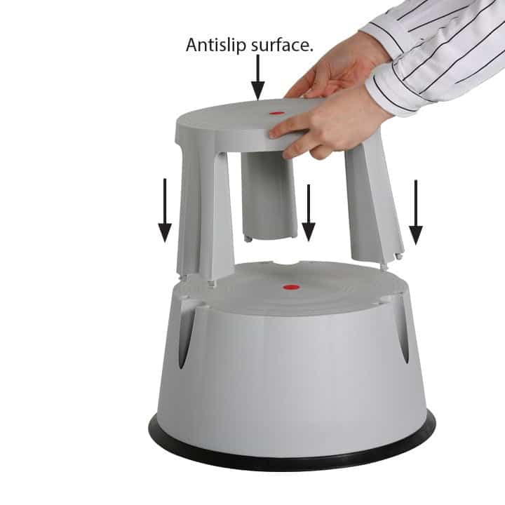 Kaymaz Tabure Tekerlekli Basamaklı Gri