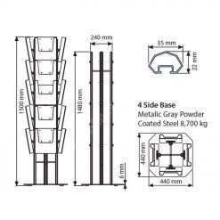 Multi Side Ayaklı Broşürlük Dörtgen 4×5 A4