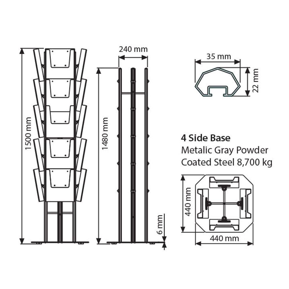 Multi Side Ayaklı Broşürlük Dörtgen 4×5 A4 9 Multi Side Ayaklı Broşürlük Dörtgen 4×5 A4