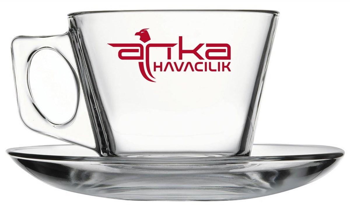Paşabahçe Vela kulplu çay fincanı ve tabak seti 195 ml, şeffaf cam tasarım, hediyelik ve kurumsal kullanım için ideal çay seti, Paşabahçe Vela çay takımı, dayanıklı cam çay seti, Paşabahçe Vela kulplu fincan ve tabak kombinasyonu