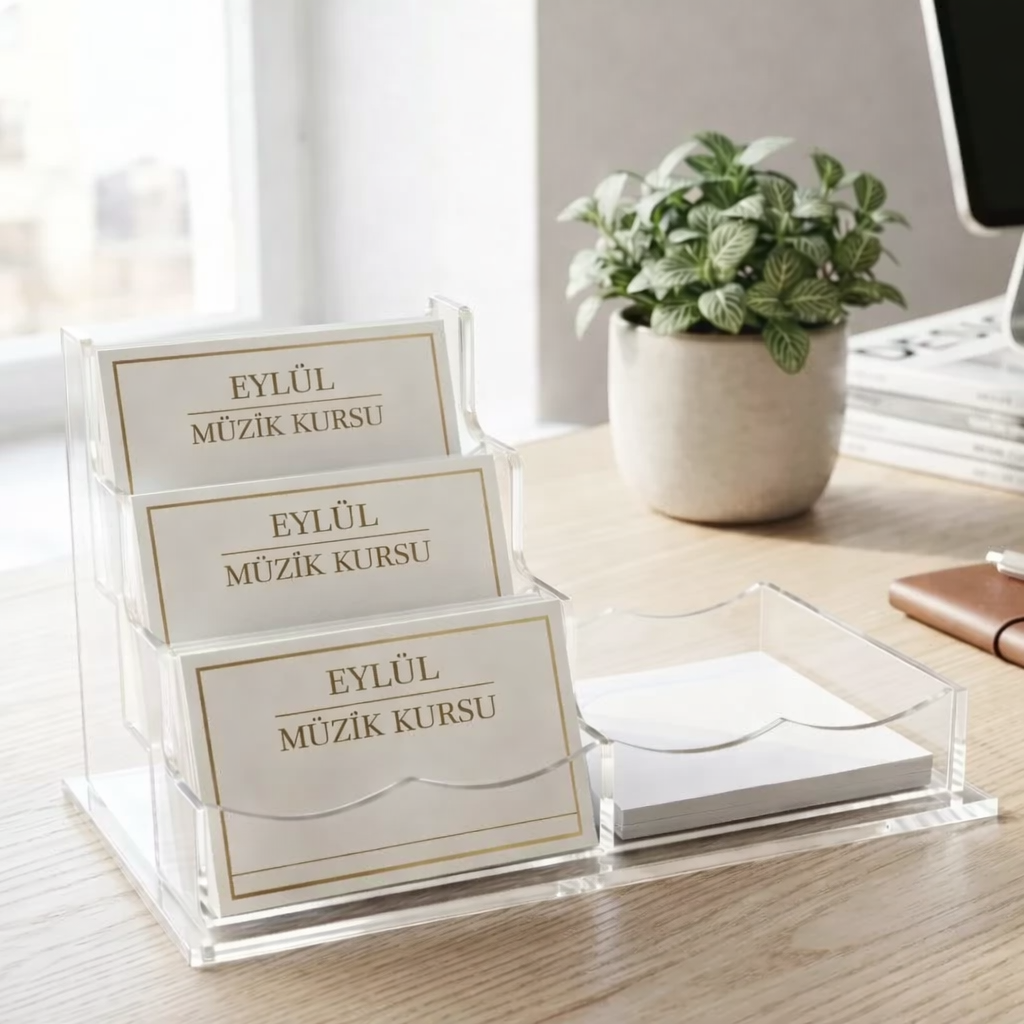 Şeffaf Pleksi Kartvizitlik ve Not Kağıdı Organizeri