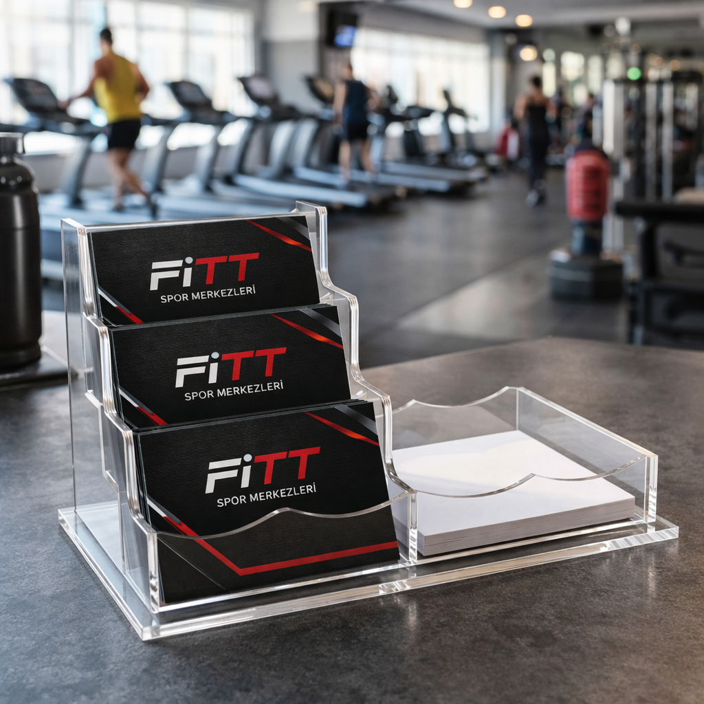 Şeffaf Pleksi Kartvizitlik ve Not Kağıdı Organizeri