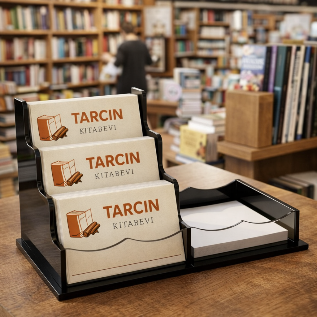 Siyah Pleksi Kartvizitlik ve Not Kağıdı Organizeri