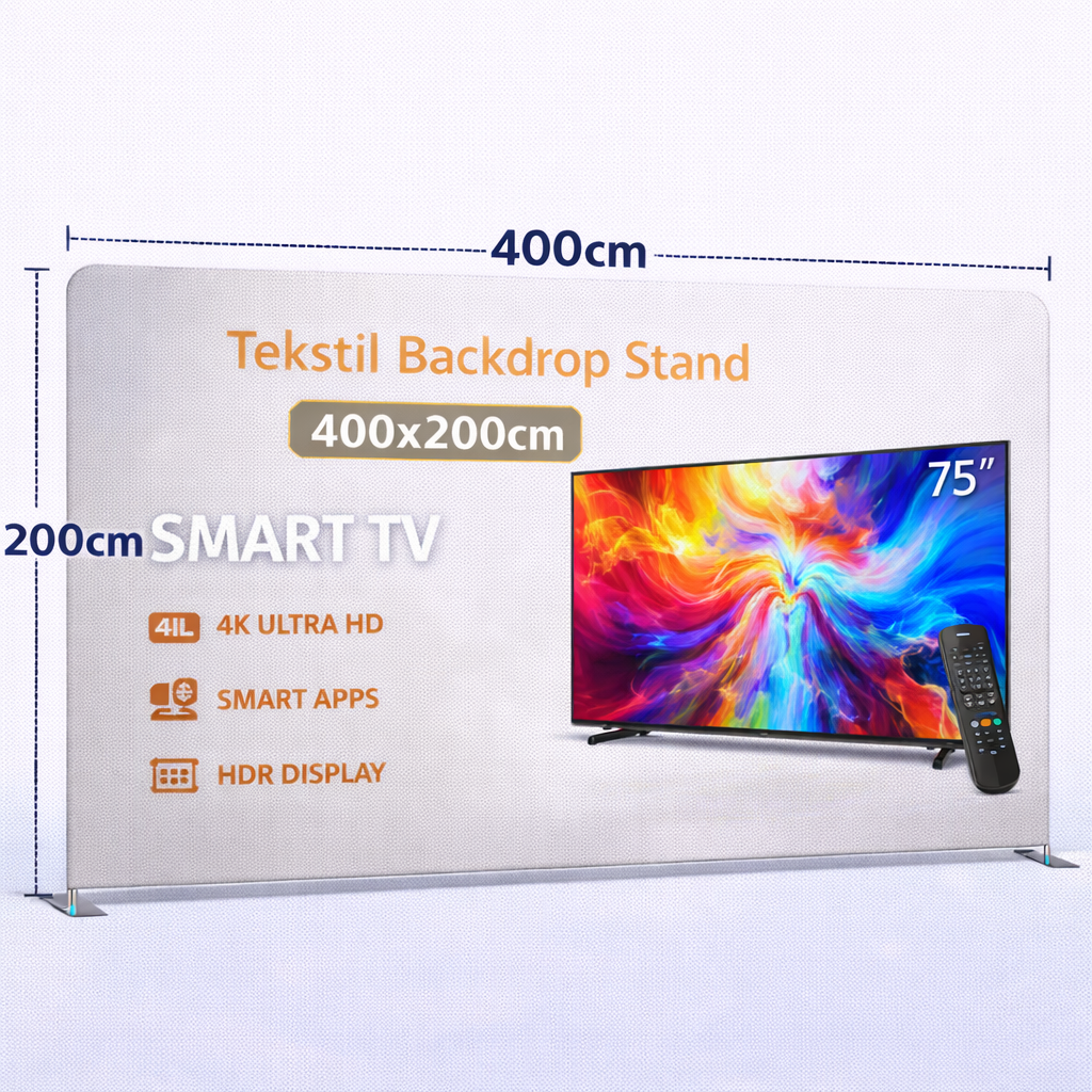 Tekstil Backdrop Stand 400x200cm Düz 3 Tekstil Backdrop Stand 400x200cm Düz
