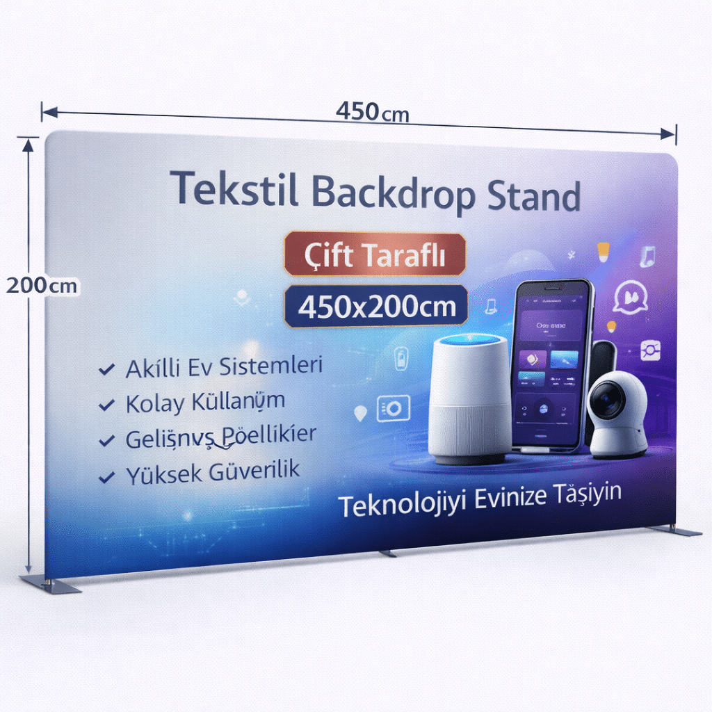 Tekstil Backdrop Stand 450x200cm Düz 1 Tekstil Backdrop Stand 450x200cm Düz