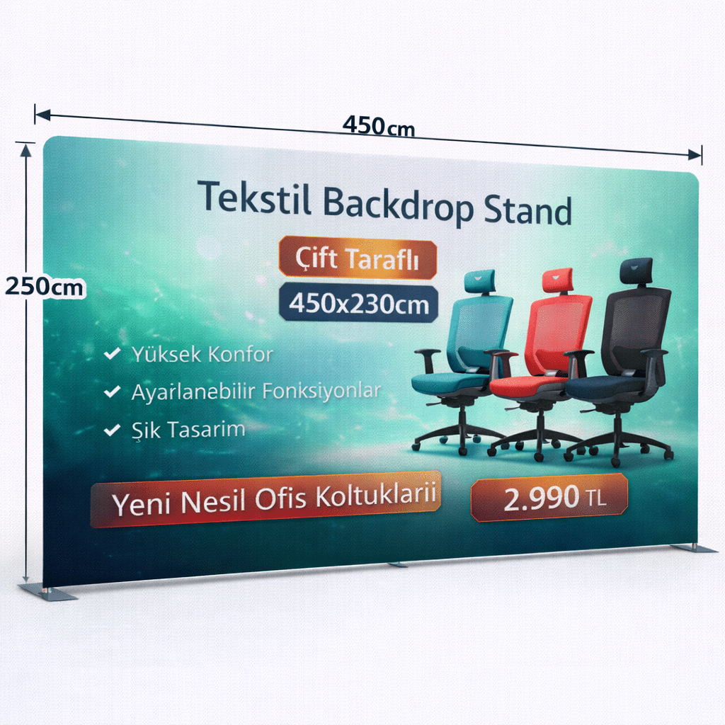 Tekstil Backdrop Stand 450x250cm Düz 4 Tekstil Backdrop Stand 450x250cm Düz