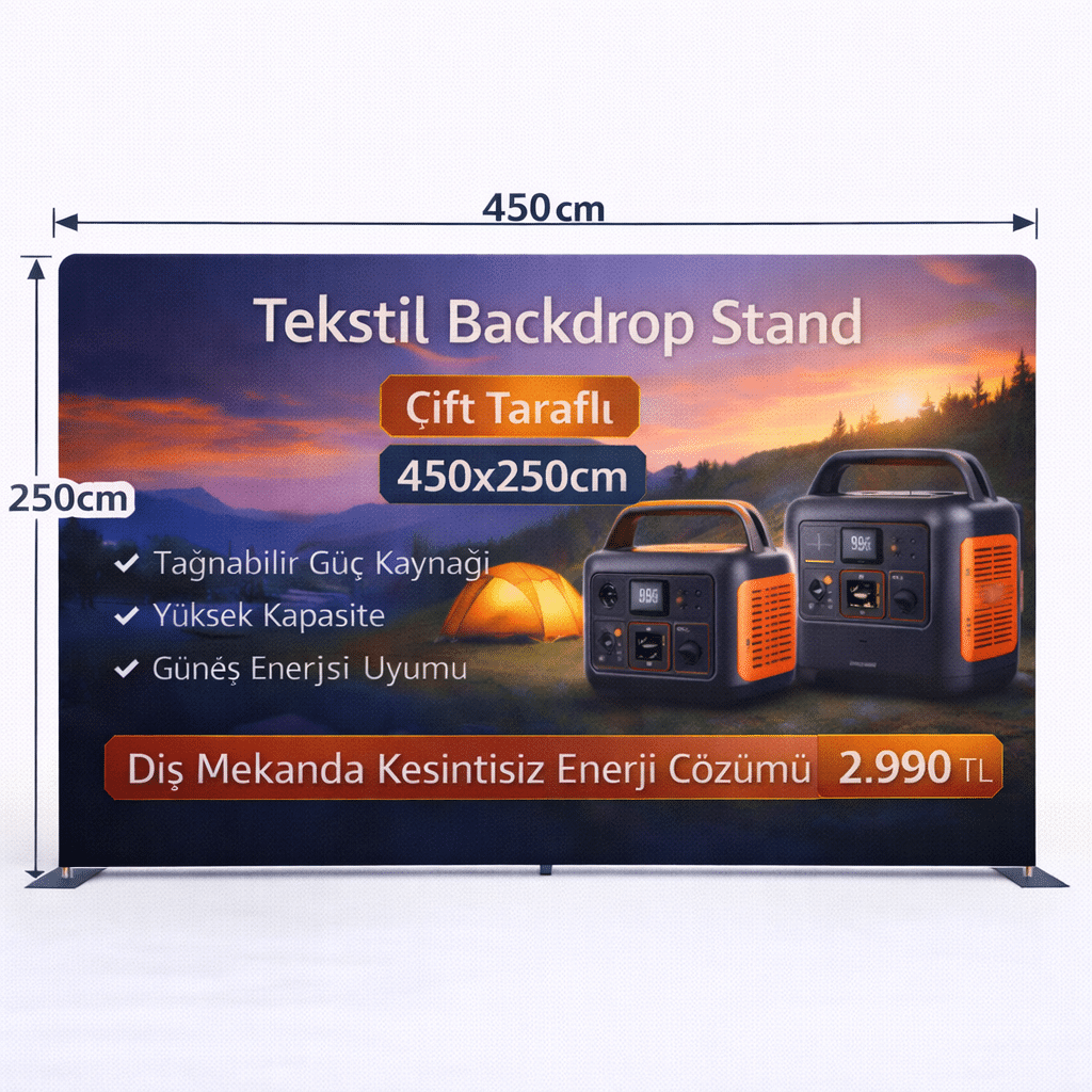 Tekstil Backdrop Stand 450x250cm Düz 6 Tekstil Backdrop Stand 450x250cm Düz