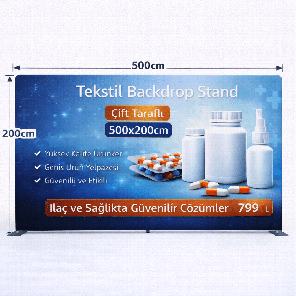 Tekstil Backdrop Stand 500x200cm Düz 5 Tekstil Backdrop Stand 500x200cm Düz