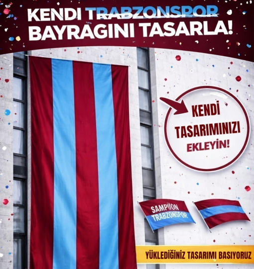 Trabzonspor Bayrağı Büyük Bina & Balkon Tipi (Dikey Asma)
