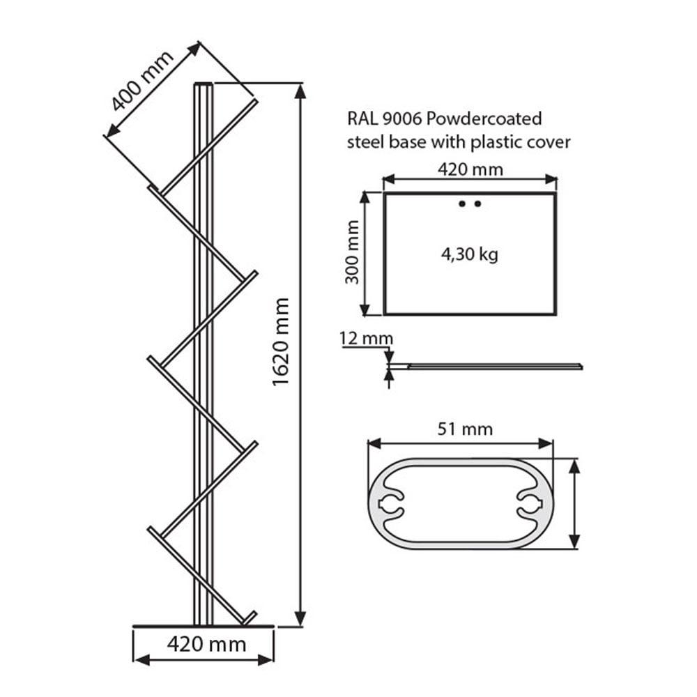 Zig-Zag Broşürlük Tek Ayaklı 9 Zig-Zag Broşürlük Tek Ayaklı