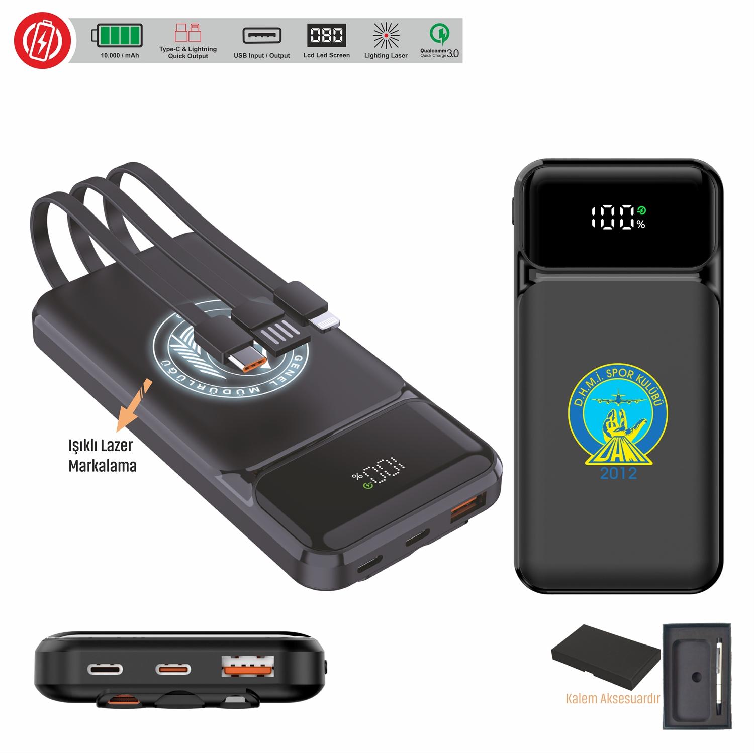 10.000 mAh Hızlı Şarj Powerbank - USB-C & MagSafe Kablosuz Şarj Destekli