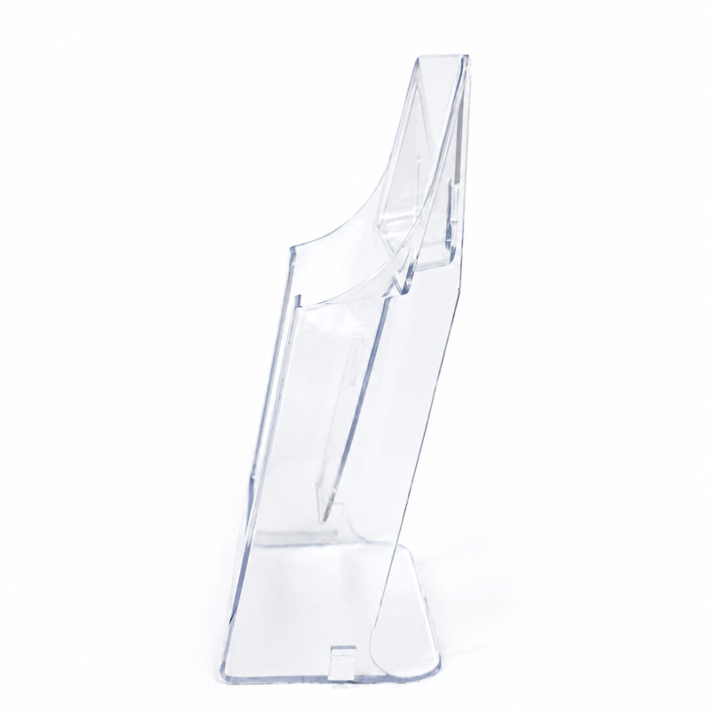 1/3 A4 Şeffaf Pleksi Broşürlük – Duvara Monte ve Masaüstü Kullanım (10,5x21cm)