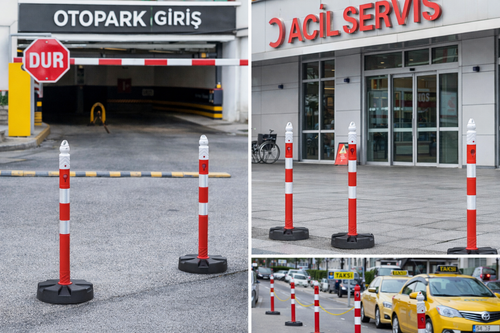Çift Reflektifli Uyarı Dikmesi – 63cm Çap 6 Çift Reflektifli Uyarı Dikmesi – 63cm Çap