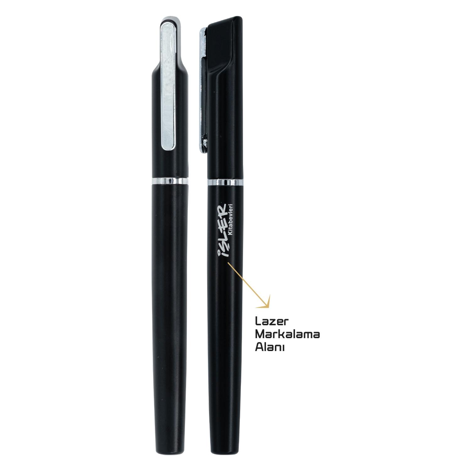 Metal roller jel kalem siyah, metal roller kalem promosyon, metal gövde ve plastik kapaklı kalem, UV baskılı logo kalem, toptan satış için metal roller jel kalem