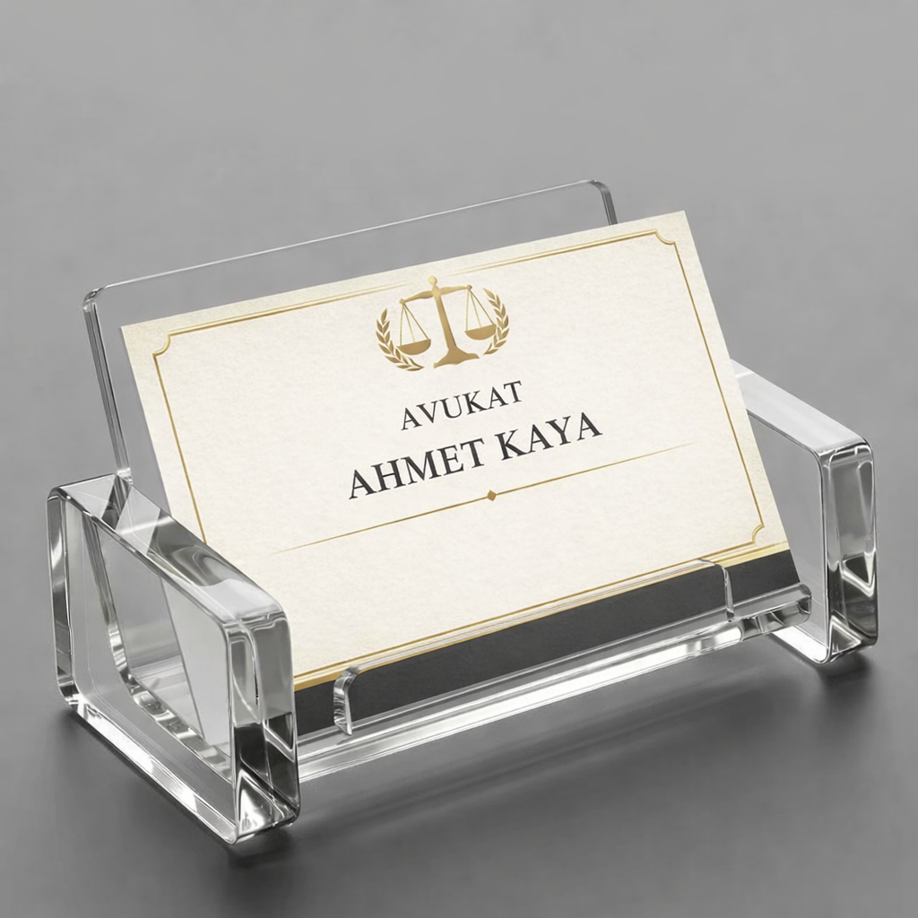 Şeffaf Akrilik Kartvizit Standı Kare