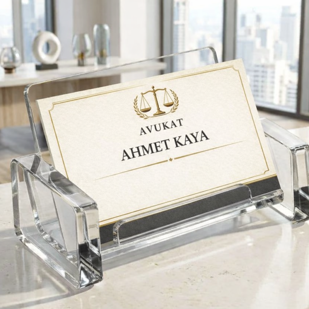 Şeffaf Akrilik Kartvizit Standı Kare