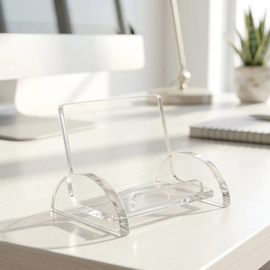 Şeffaf Akrilik Kartvizit Standı Oval 5 Şeffaf Akrilik Kartvizit Standı Oval