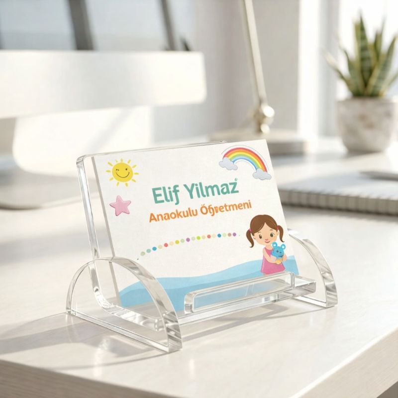 Şeffaf Akrilik Kartvizit Standı Oval